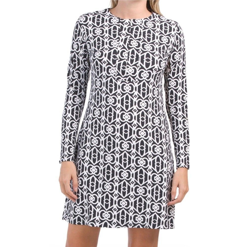 IBKUL Luck-Key Zip Crew Neck Dress Large NEW
